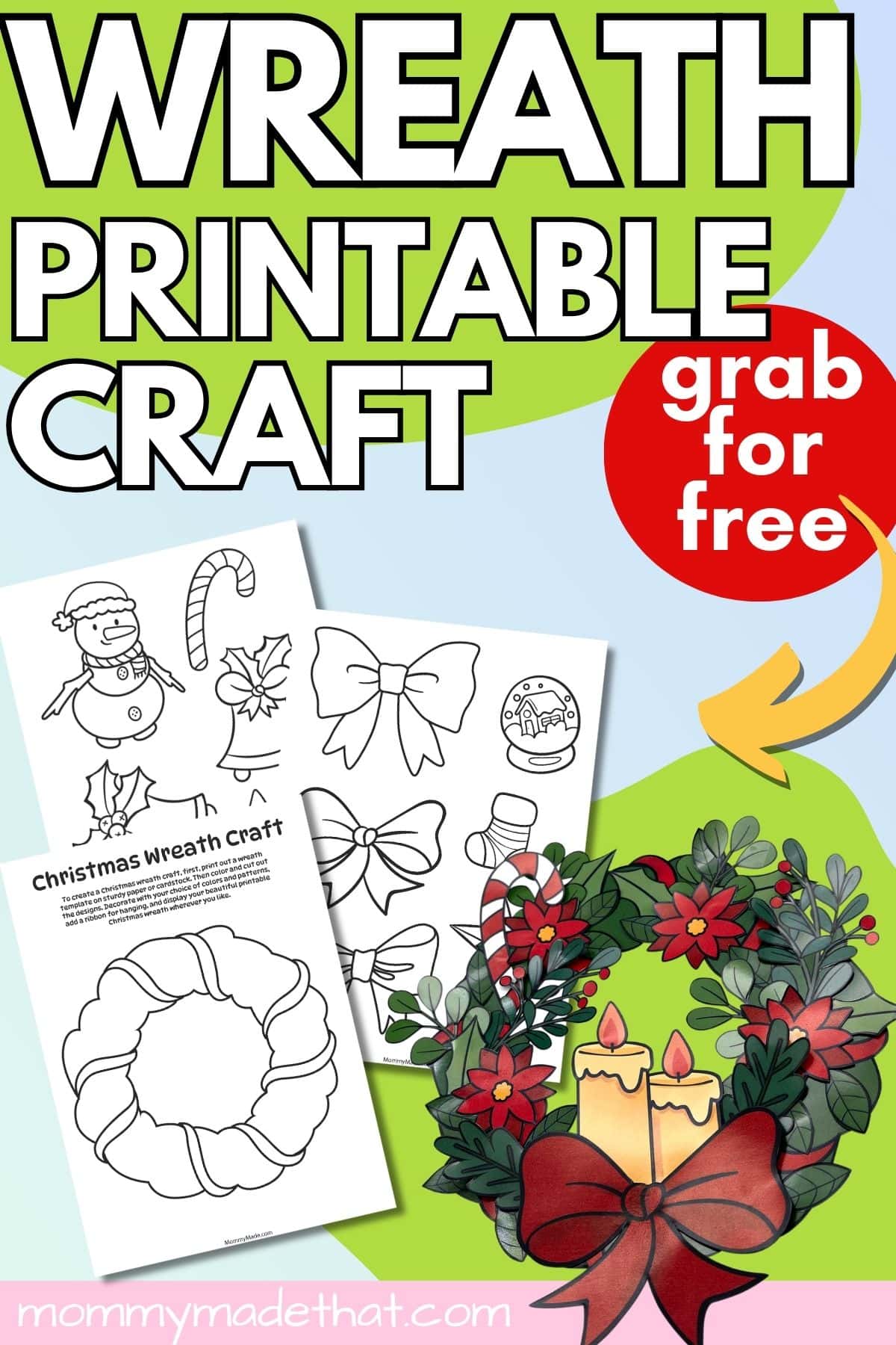 printable christmas wreath craft (free templates)